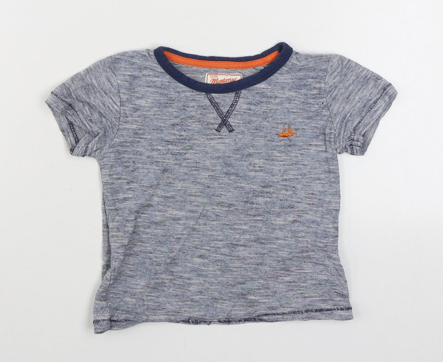 Mantaray Boys Blue  100% Cotton Basic T-Shirt Size 12-18 Months Round Neck Pullover