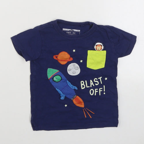 NEXT Boys Blue  100% Cotton Basic T-Shirt Size 9-12 Months Round Neck Pullover