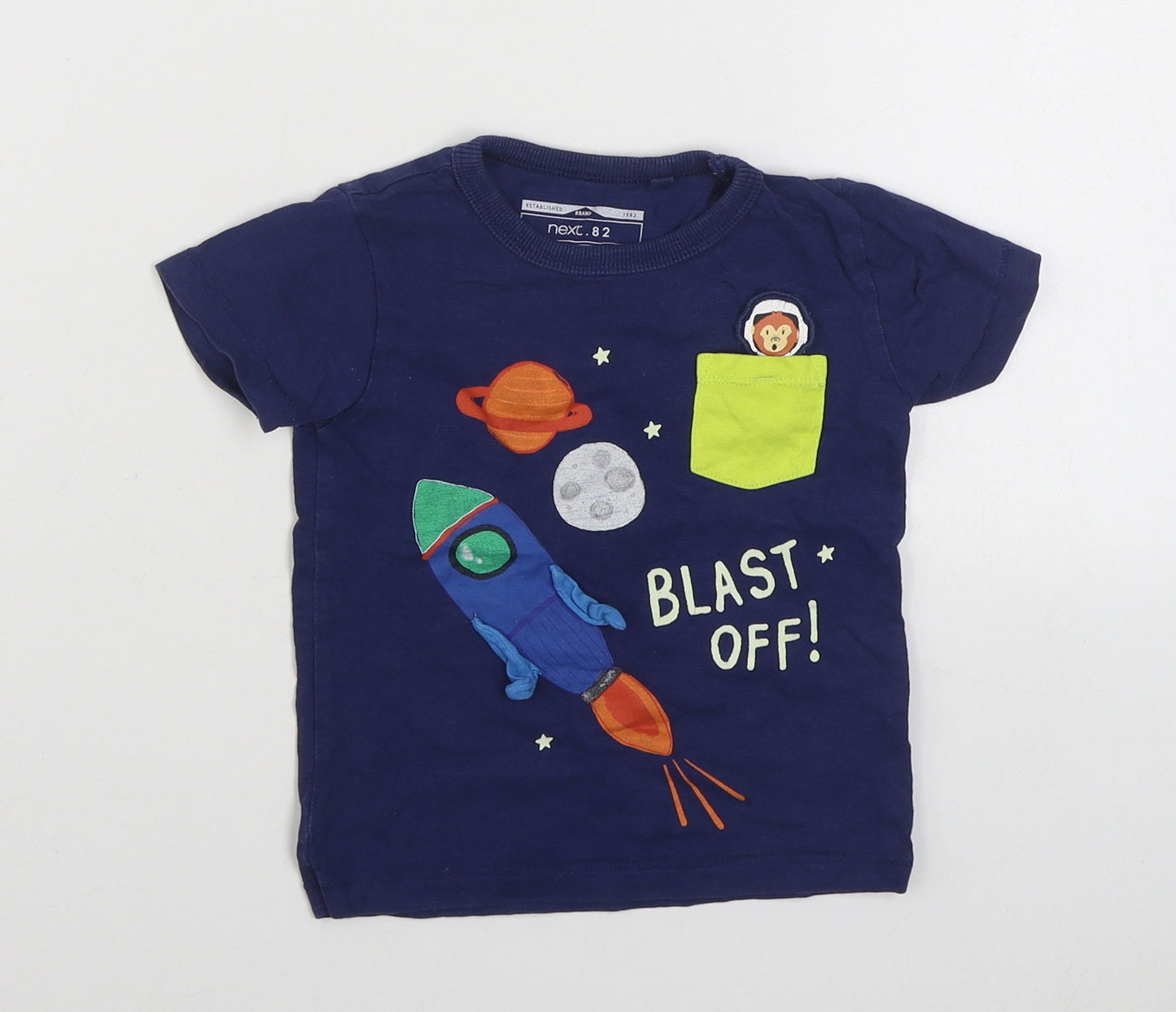 NEXT Boys Blue  100% Cotton Basic T-Shirt Size 9-12 Months Round Neck Pullover