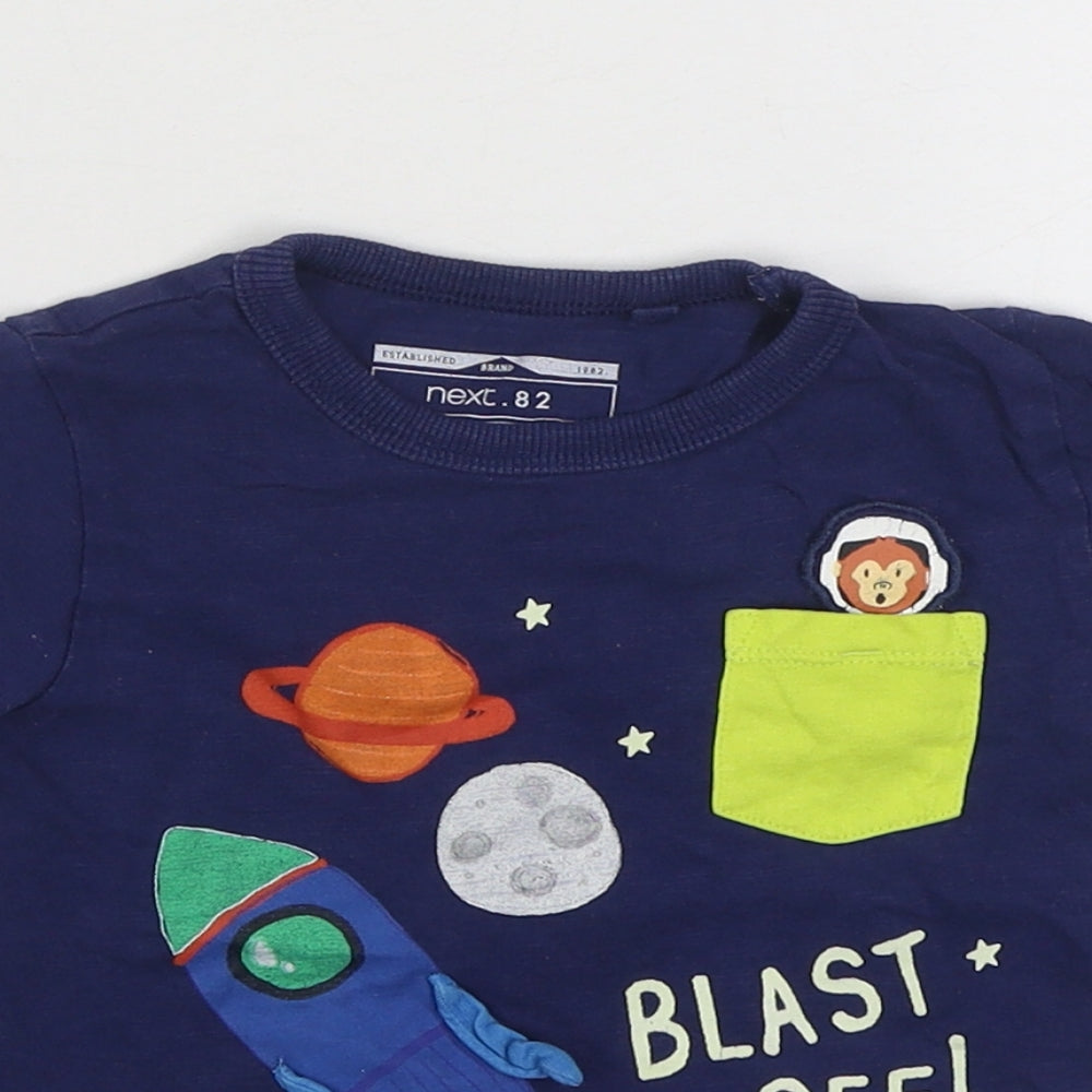 NEXT Boys Blue  100% Cotton Basic T-Shirt Size 9-12 Months Round Neck Pullover