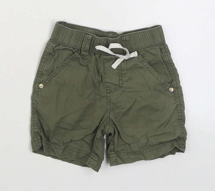 Pumpkin Patch Boys Green  100% Cotton Cargo Shorts Size 2 Years  Regular Tie