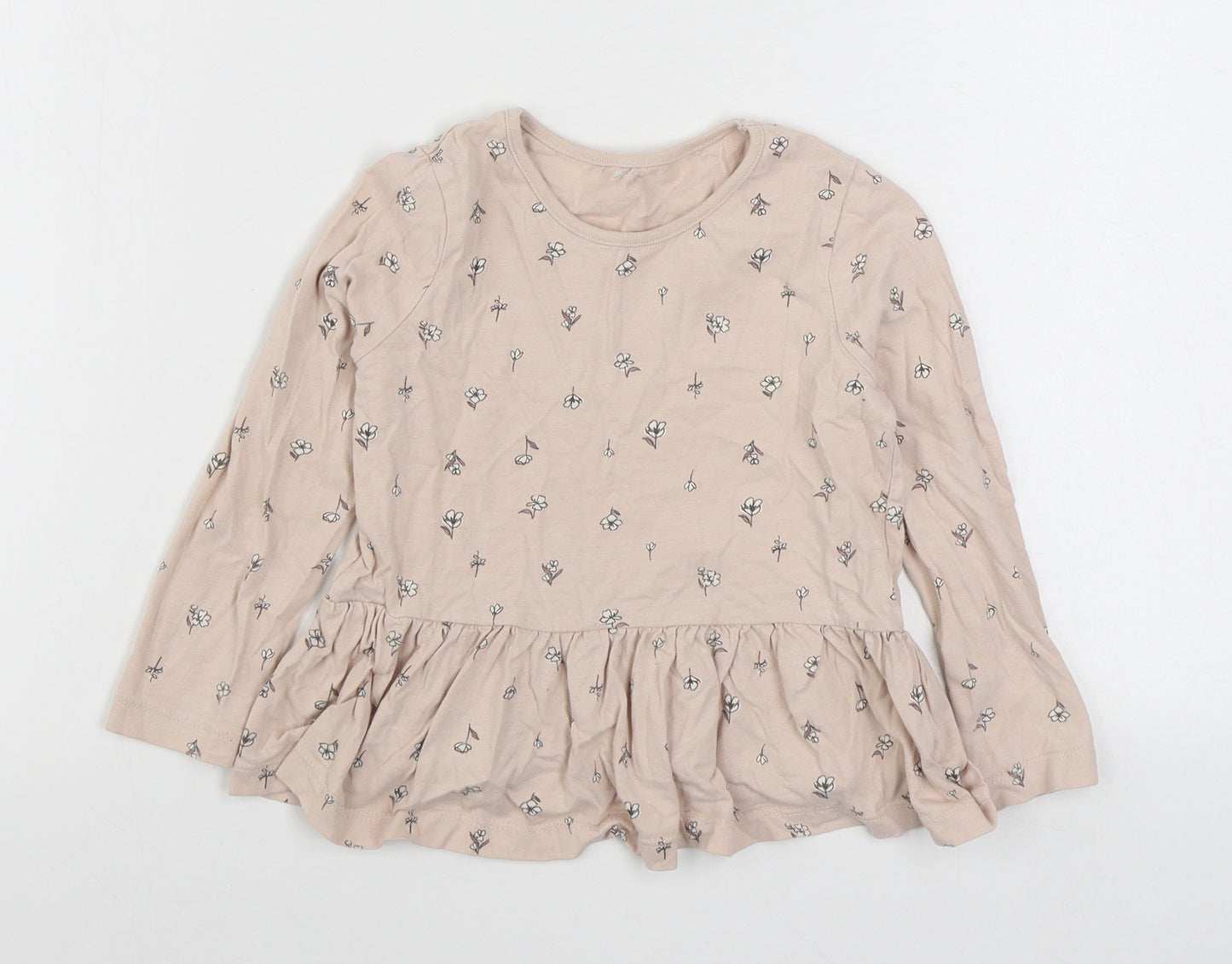 George Girls Pink Geometric 100% Cotton Basic T-Shirt Size 4-5 Years Round Neck Pullover
