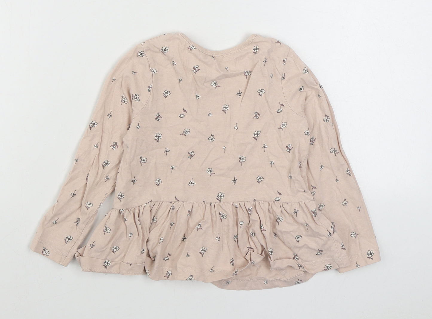 George Girls Pink Geometric 100% Cotton Basic T-Shirt Size 4-5 Years Round Neck Pullover