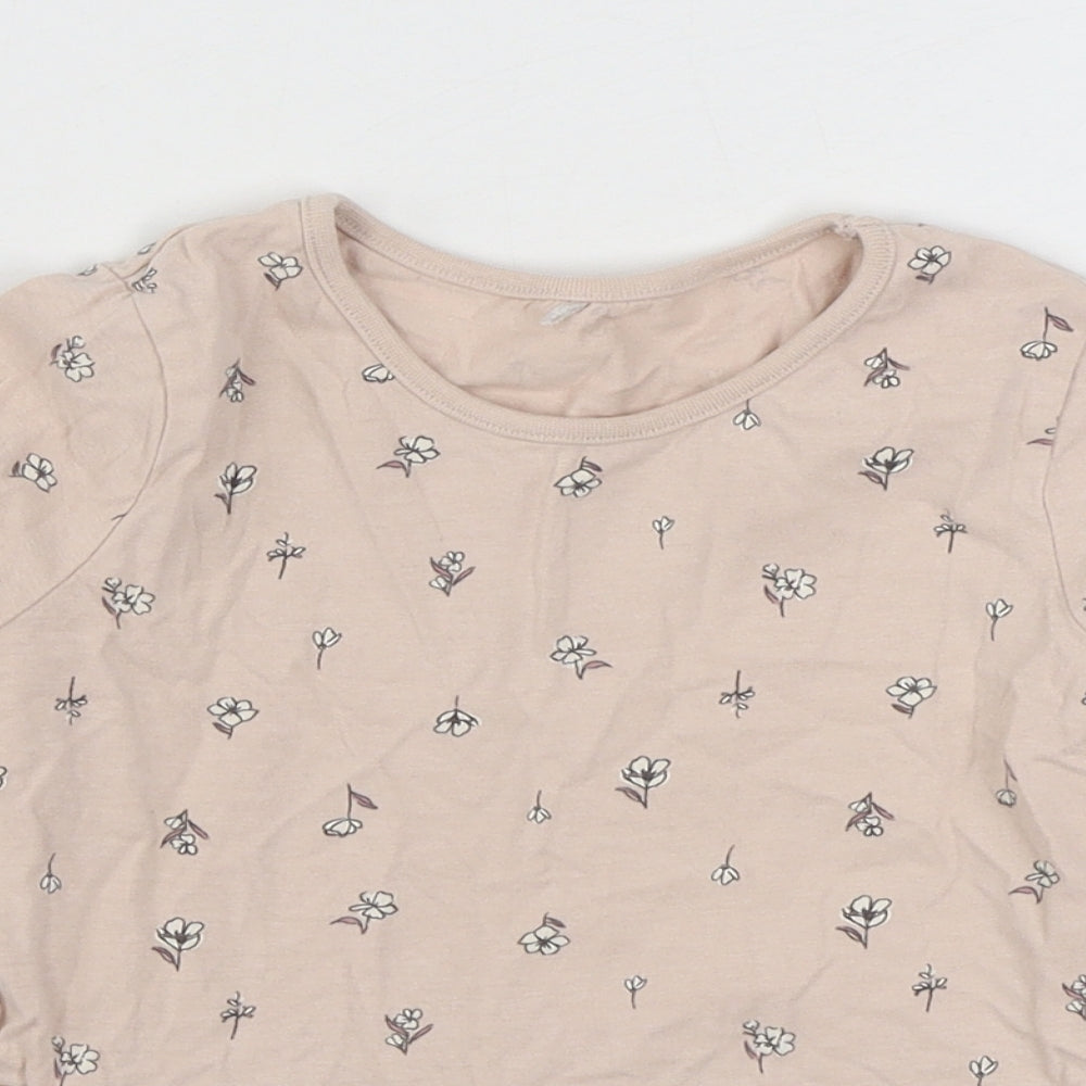 George Girls Pink Geometric 100% Cotton Basic T-Shirt Size 4-5 Years Round Neck Pullover