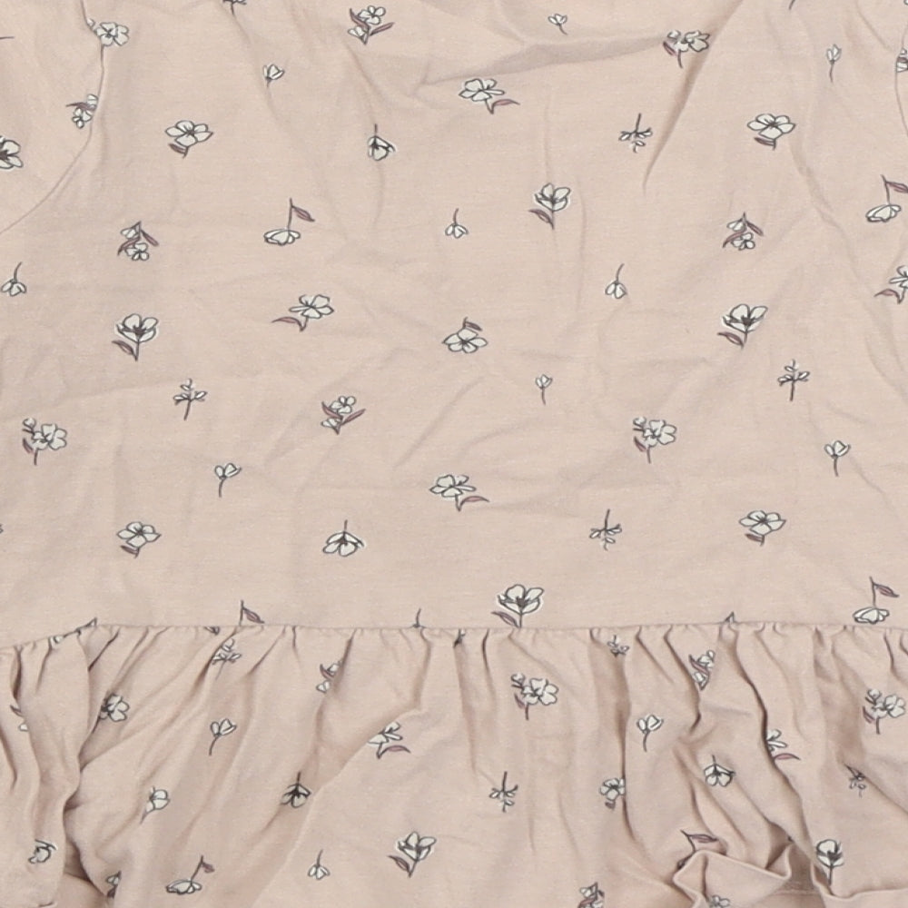 George Girls Pink Geometric 100% Cotton Basic T-Shirt Size 4-5 Years Round Neck Pullover