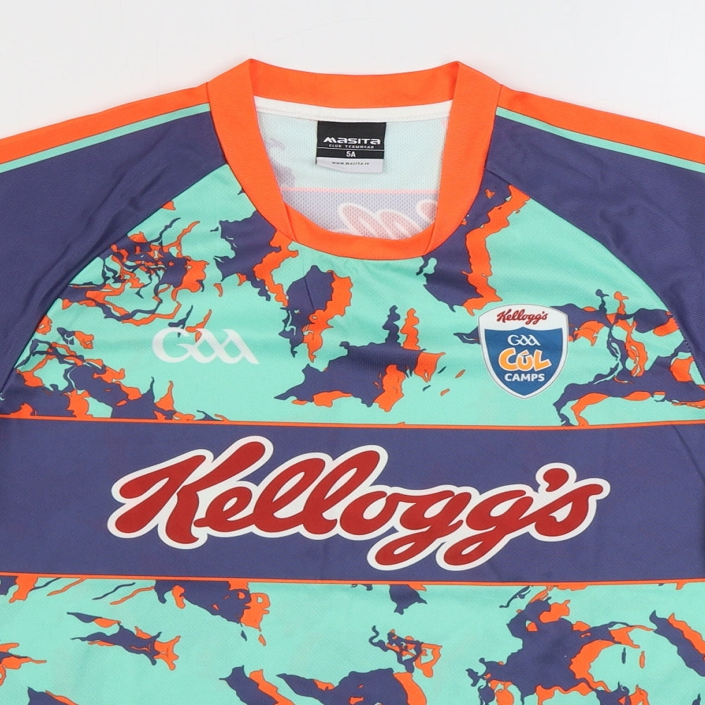 Masita Mens Multicoloured Geometric Polyester Basic T-Shirt Size S Round Neck Pullover