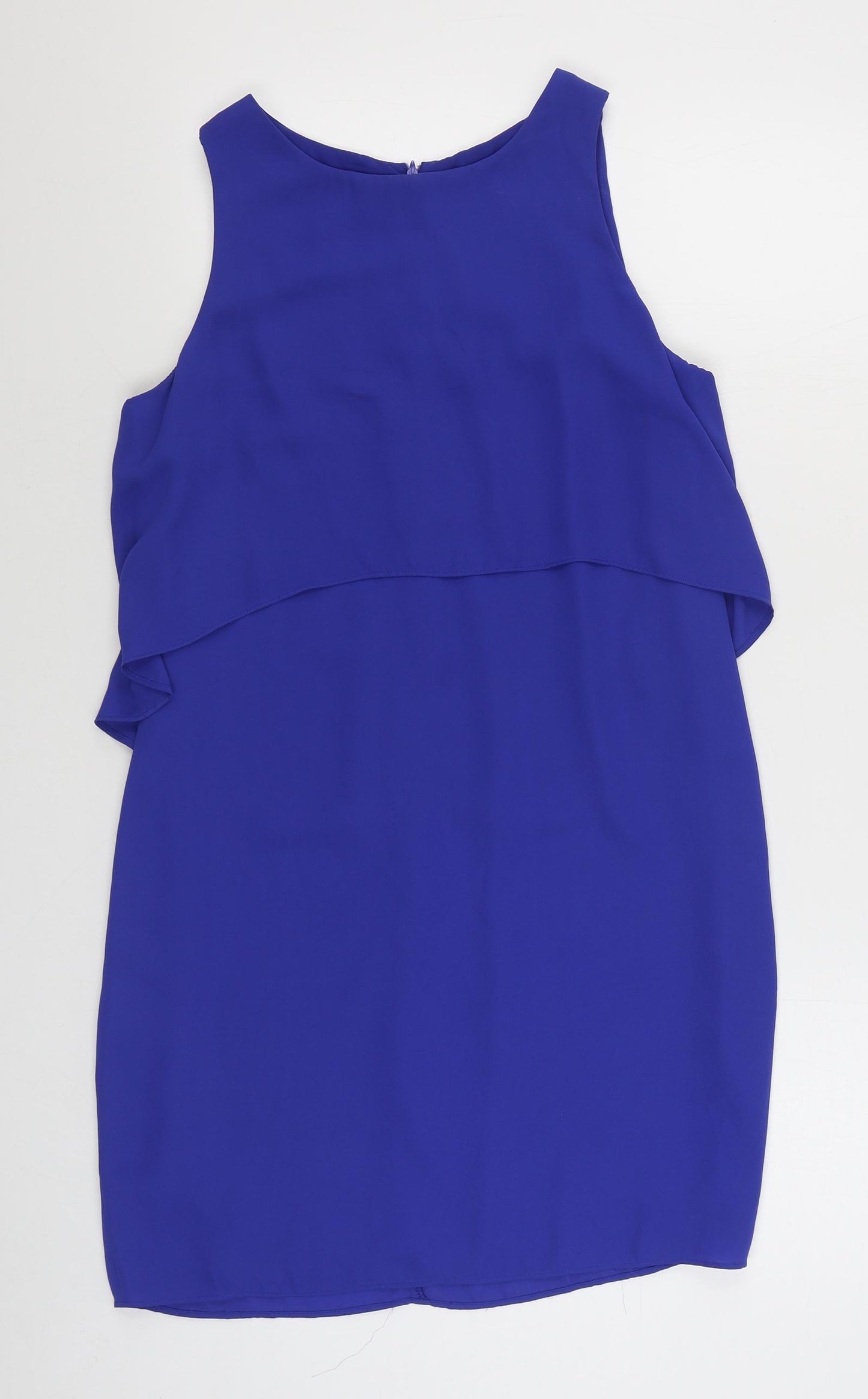 New Look Womens Blue  Polyester Sheath  Size 12  Scoop Neck Zip
