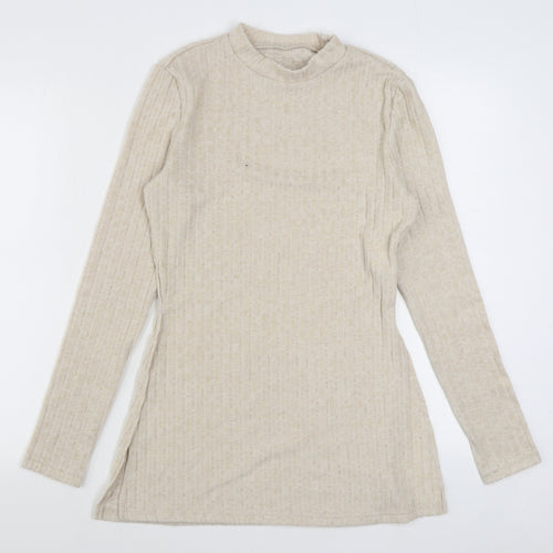 SheIn Womens Beige Round Neck  Polyester Pullover Jumper Size L