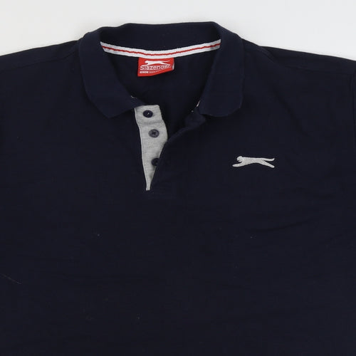 Slazenger Mens Blue  100% Cotton  Polo Size 2XL Collared Pullover