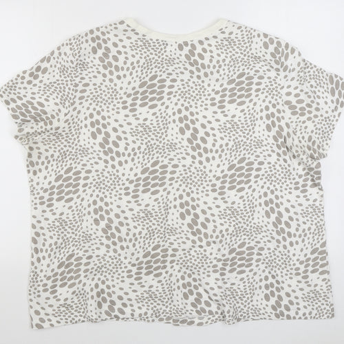 Primark Womens Beige Geometric 100% Cotton Basic T-Shirt Size 2XL Round Neck