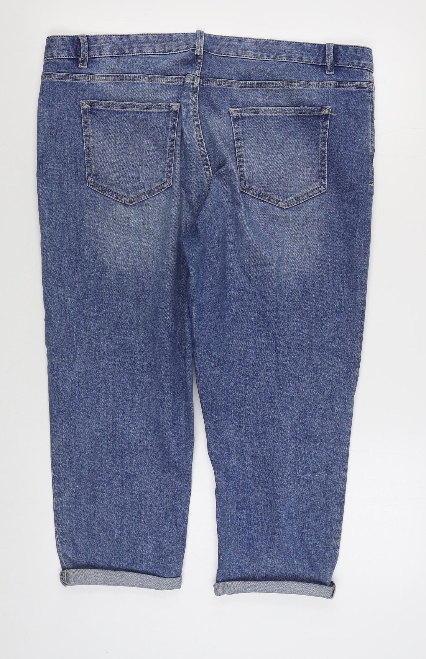 Marks and Spencer Womens Blue  Cotton Cropped Jeans Size 16 L22 in Regular Zip