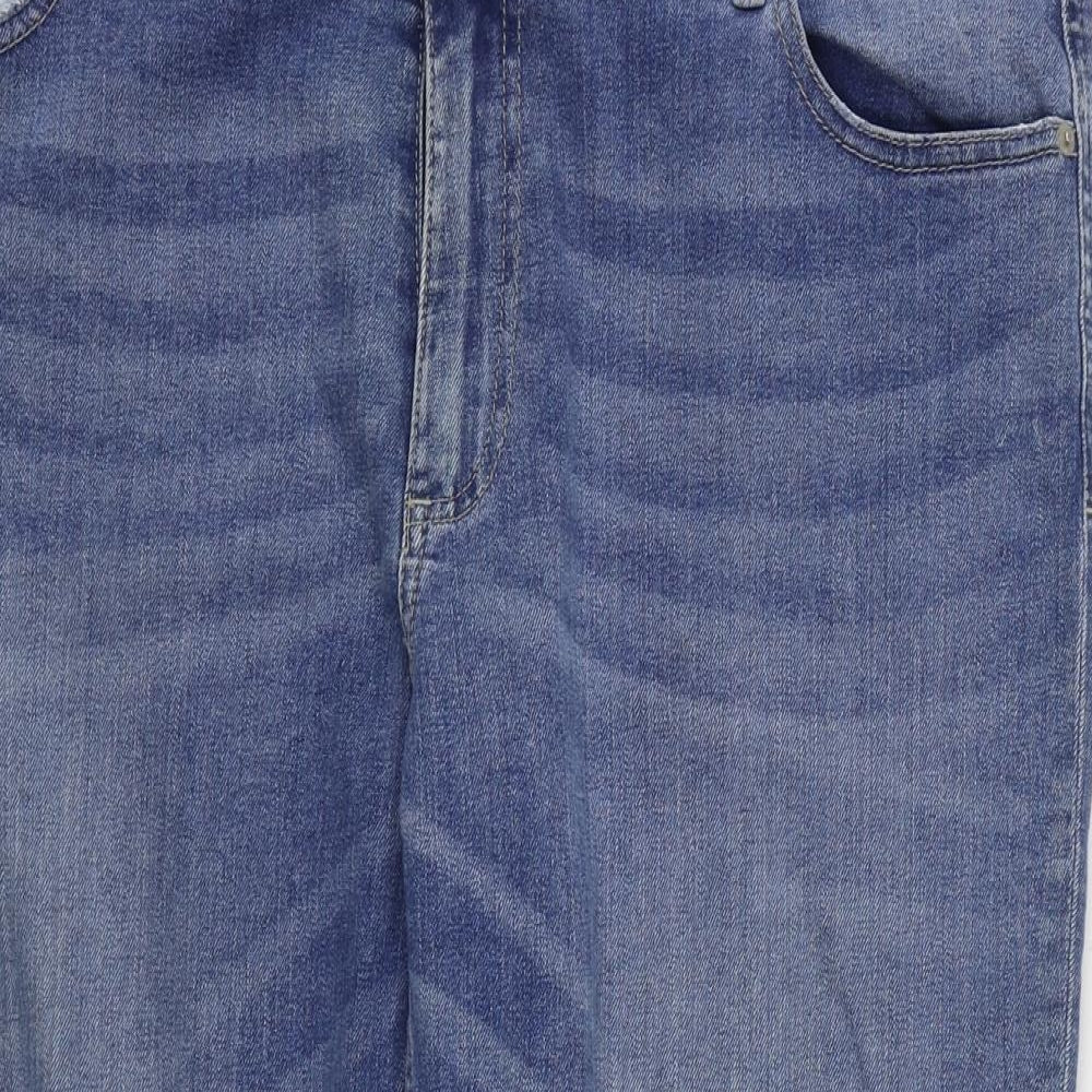 Marks and Spencer Womens Blue  Cotton Cropped Jeans Size 16 L22 in Regular Zip