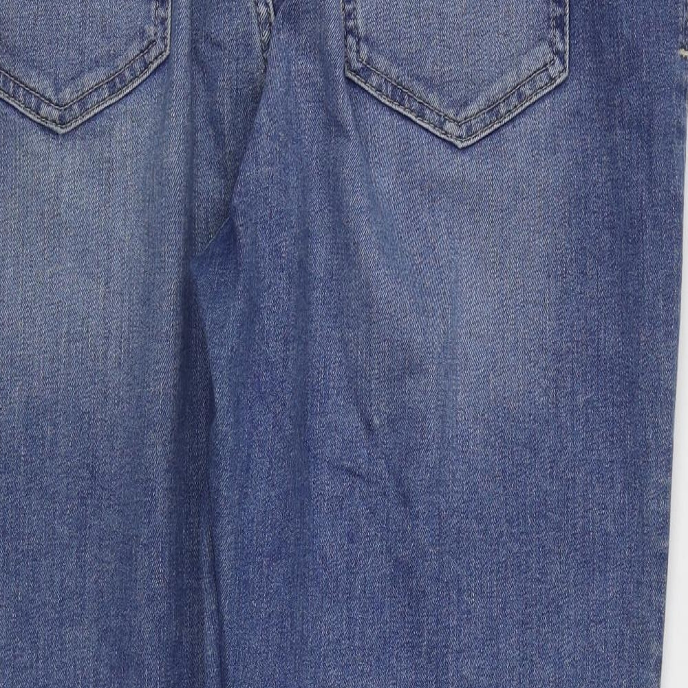Marks and Spencer Womens Blue  Cotton Cropped Jeans Size 16 L22 in Regular Zip