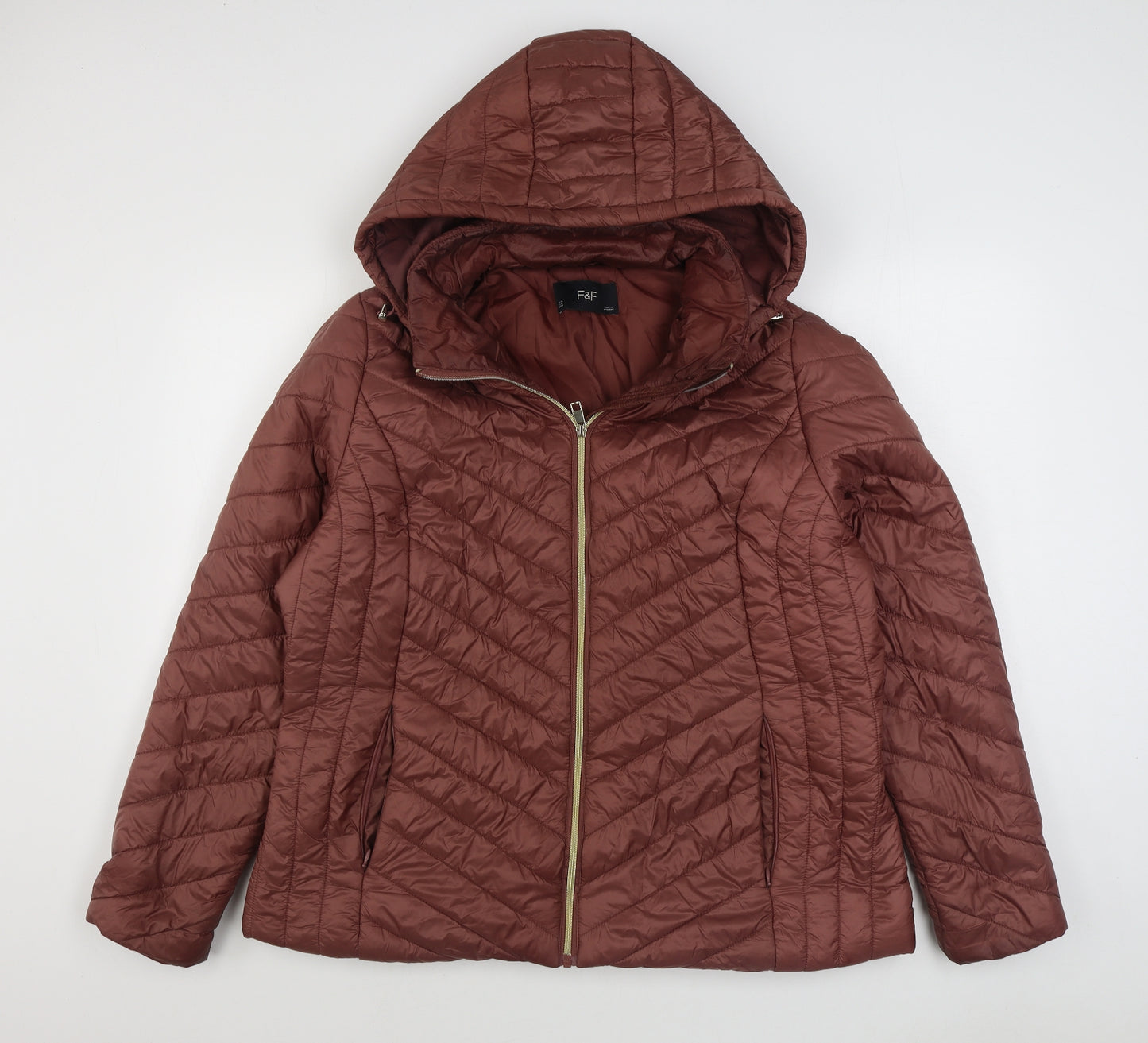 F&F Womens Brown   Quilted Coat Size 20  Zip