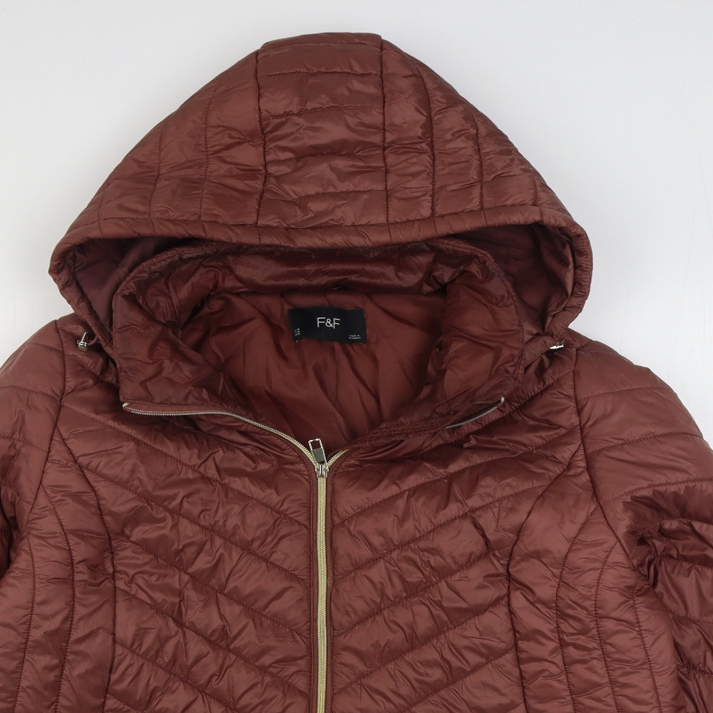 F&F Womens Brown   Quilted Coat Size 20  Zip