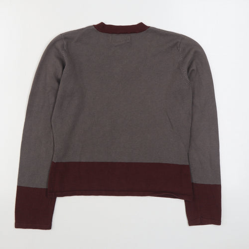 Copper Key Womens Grey V-Neck  Acrylic Pullover Jumper Size L