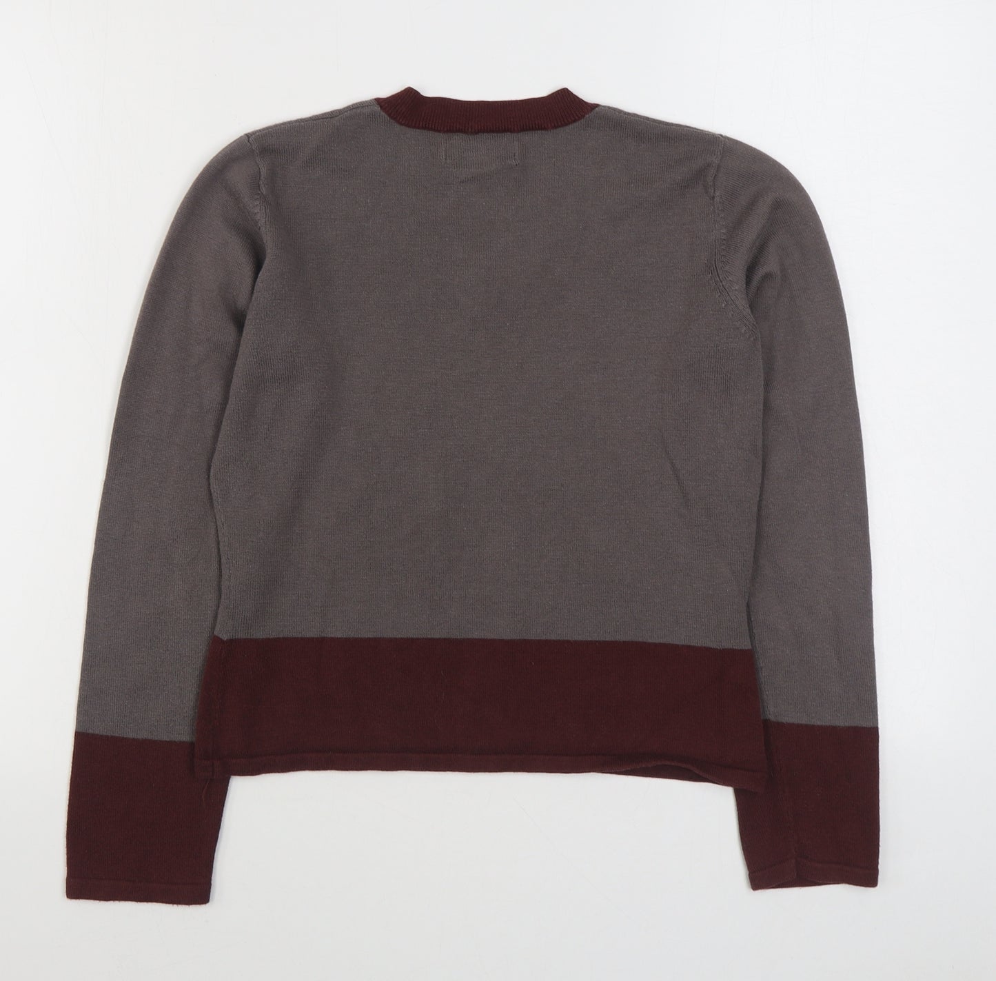 Copper Key Womens Grey V-Neck  Acrylic Pullover Jumper Size L