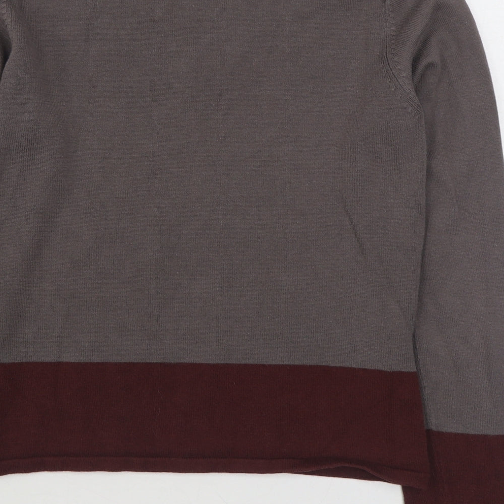 Copper Key Womens Grey V-Neck  Acrylic Pullover Jumper Size L