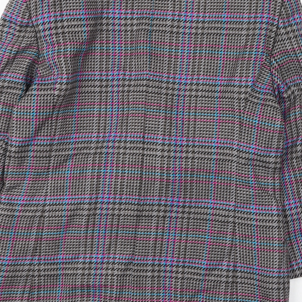 Jaeger Womens Multicoloured Plaid  Trench Coat Coatigan Size 14