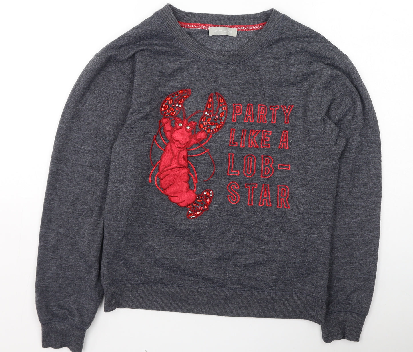 New Look Womens Grey  Polyester Pullover Sweatshirt Size 8