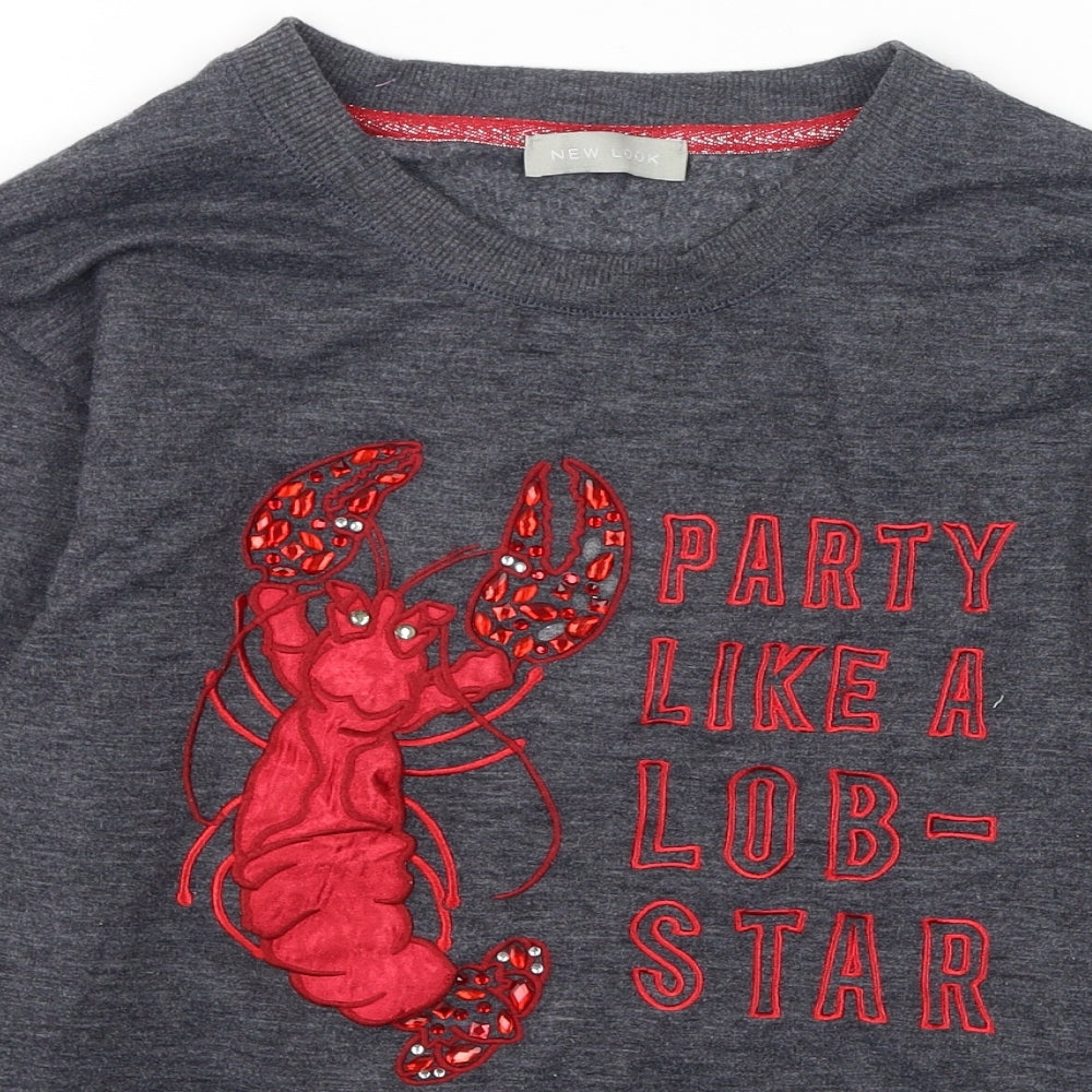 New Look Womens Grey  Polyester Pullover Sweatshirt Size 8