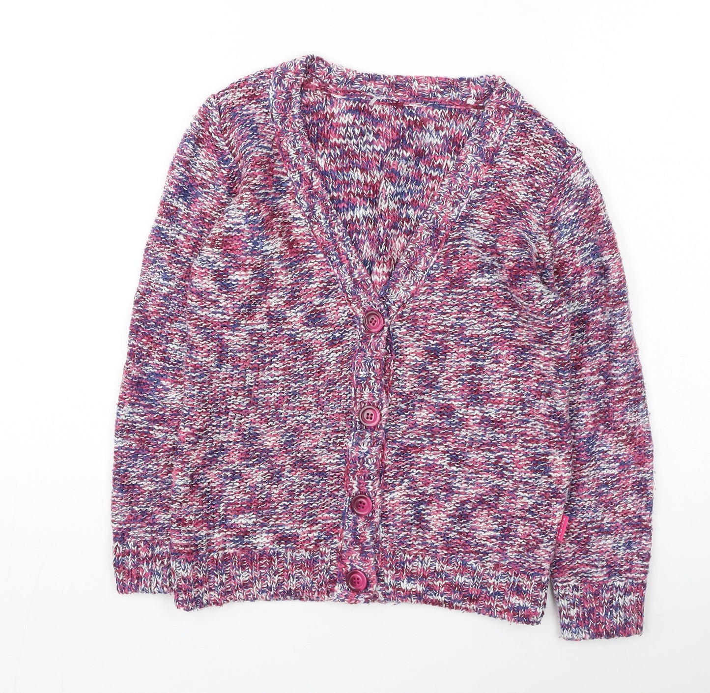 Nutmeg Girls Multicoloured V-Neck  Polyester Cardigan Jumper Size 8-9 Years
