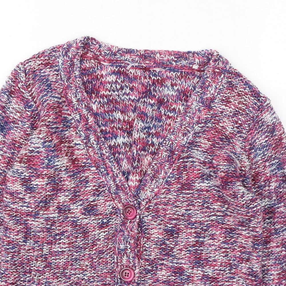 Nutmeg Girls Multicoloured V-Neck  Polyester Cardigan Jumper Size 8-9 Years