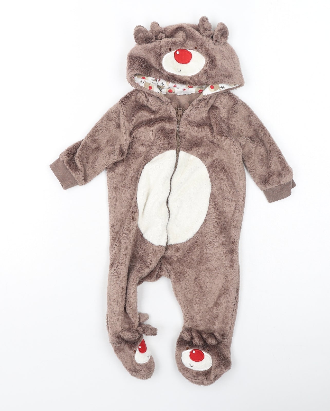F&F Baby Brown  Polyester Babygrow One-Piece Size 0-3 Months   - Christmas reindeer