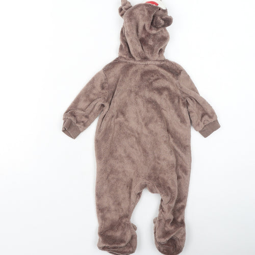 F&F Baby Brown  Polyester Babygrow One-Piece Size 0-3 Months   - Christmas reindeer