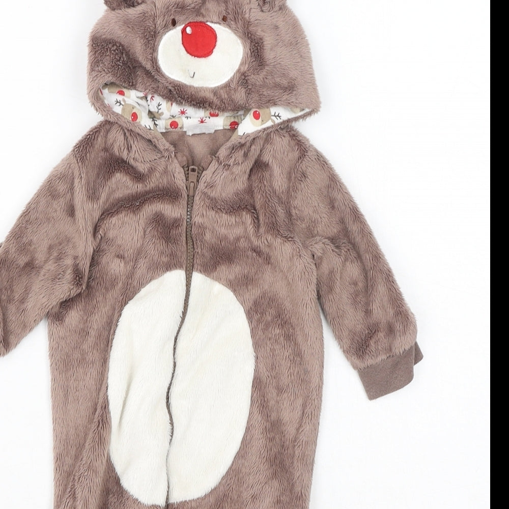 F&F Baby Brown  Polyester Babygrow One-Piece Size 0-3 Months   - Christmas reindeer