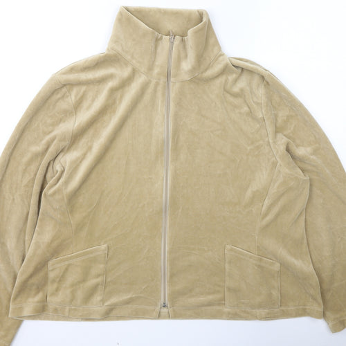 David Nieper Womens Gold High Neck  Cotton Full Zip Jumper Size 2XL