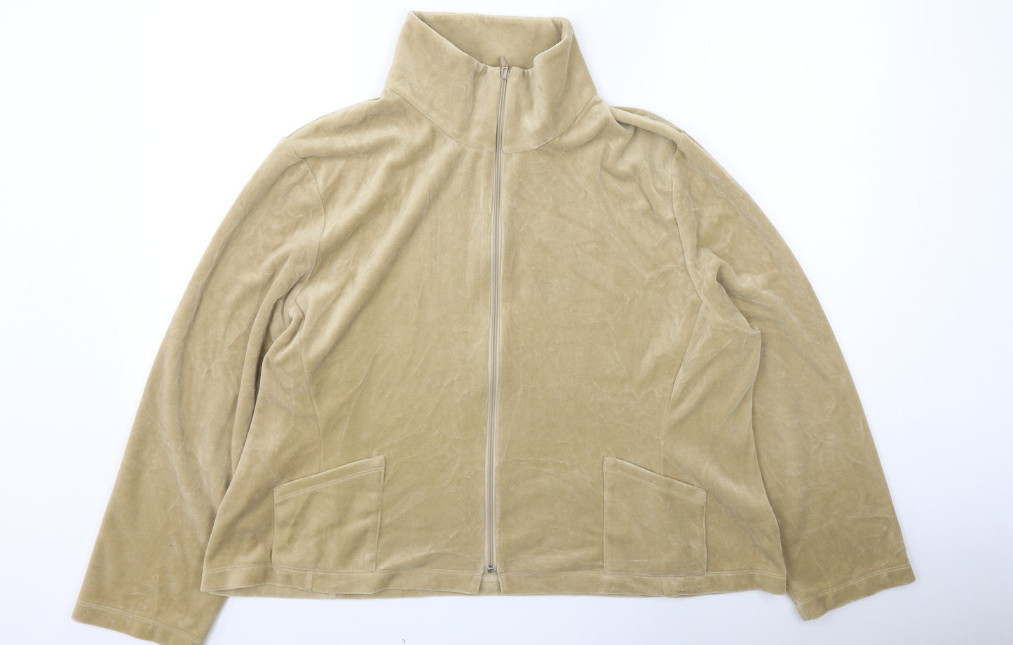 David Nieper Womens Gold High Neck  Cotton Full Zip Jumper Size 2XL
