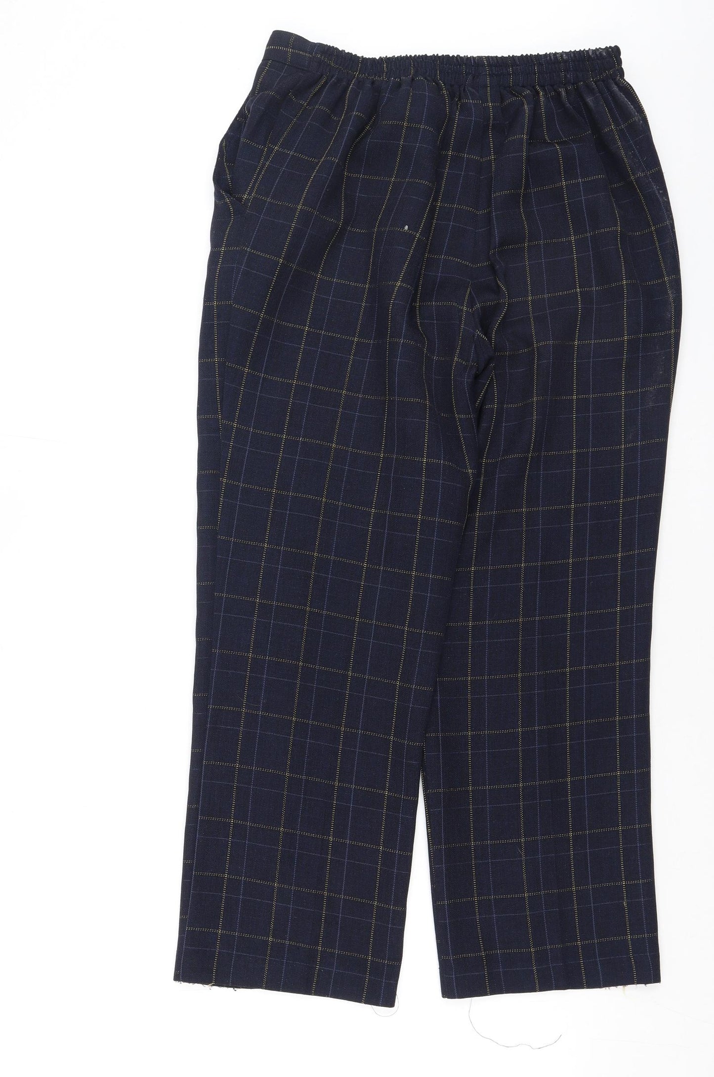 Damart Womens Blue Plaid Polyester Trousers  Size S L26 in Regular