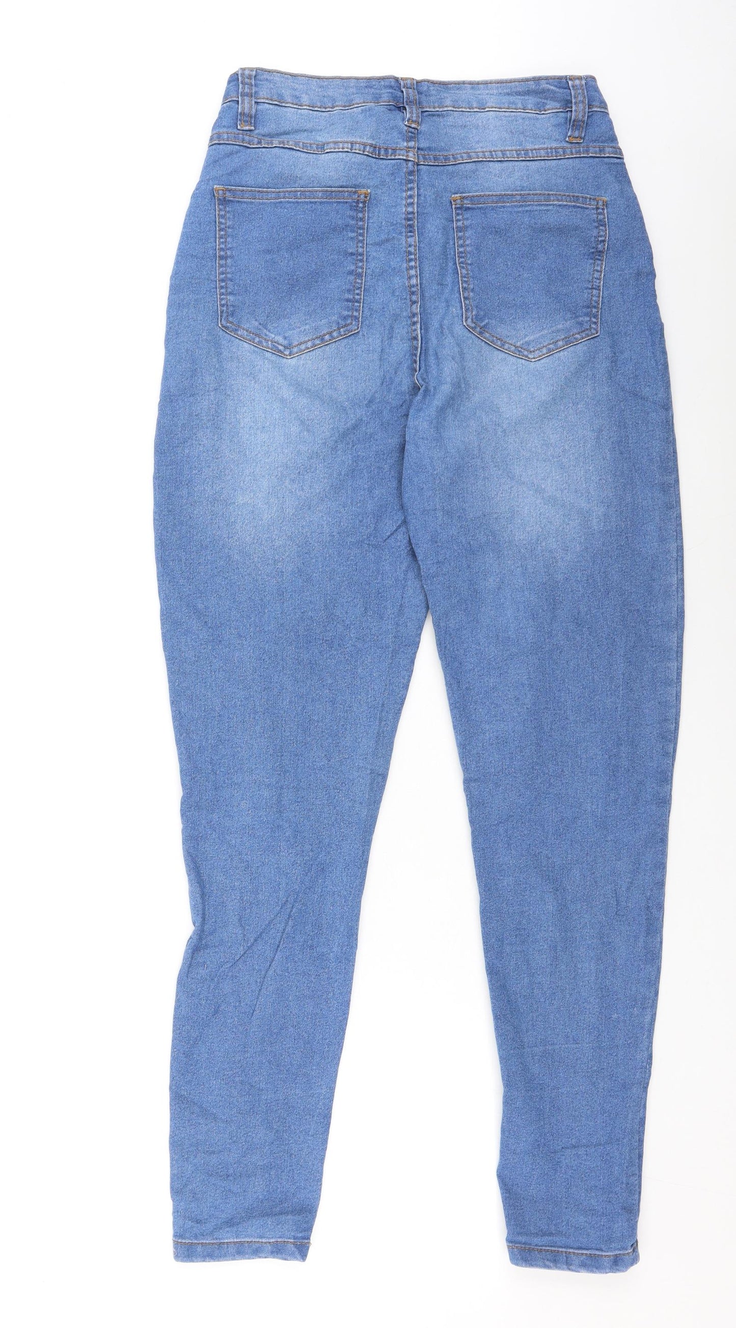 PRETTYLITTLETHING Womens Blue  Cotton Skinny Jeans Size 10 L29 in Regular