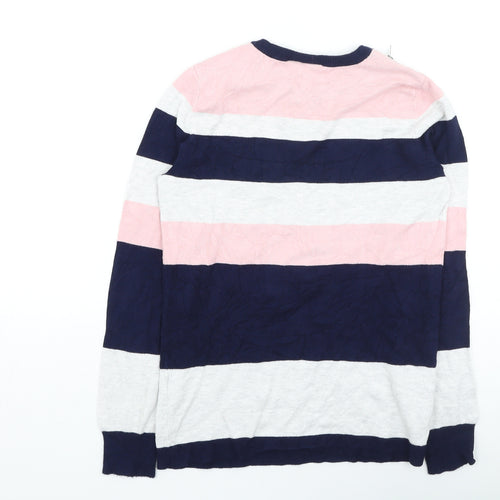 Wallis Womens Multicoloured Round Neck Striped Viscose Pullover Jumper Size 8