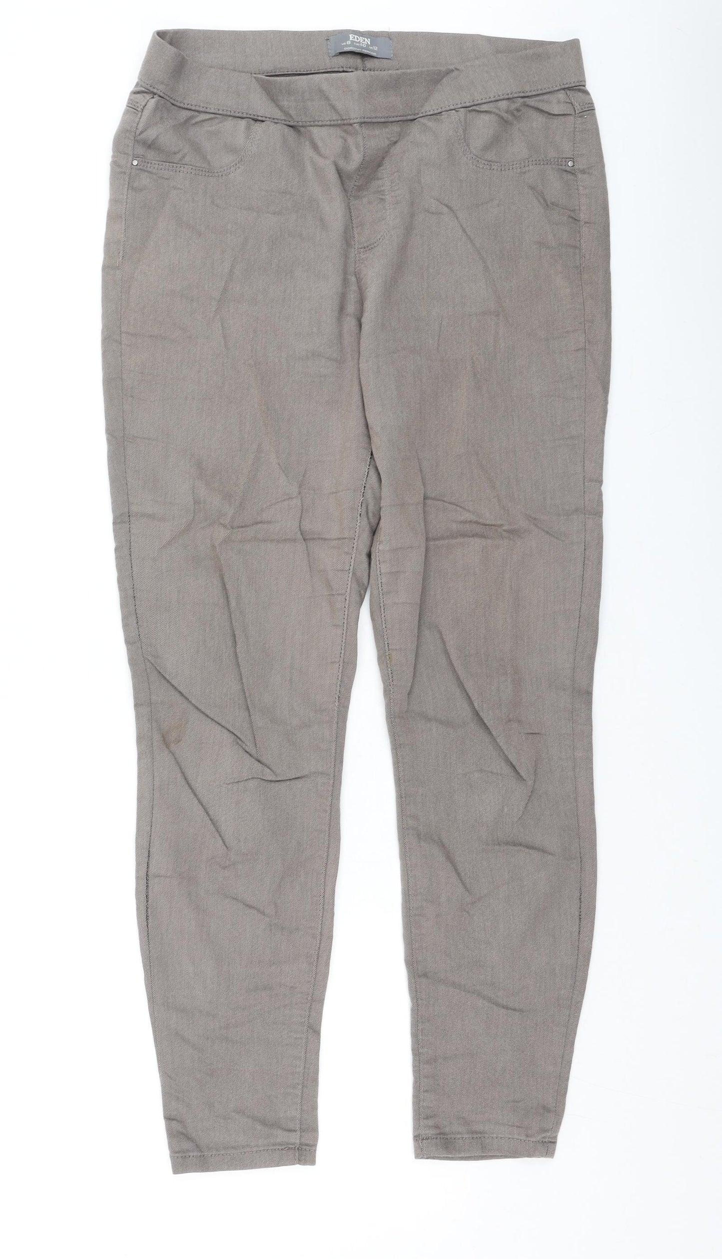 Dorothy Perkins Womens Brown  Cotton Trousers  Size 12 L27.5 in Regular