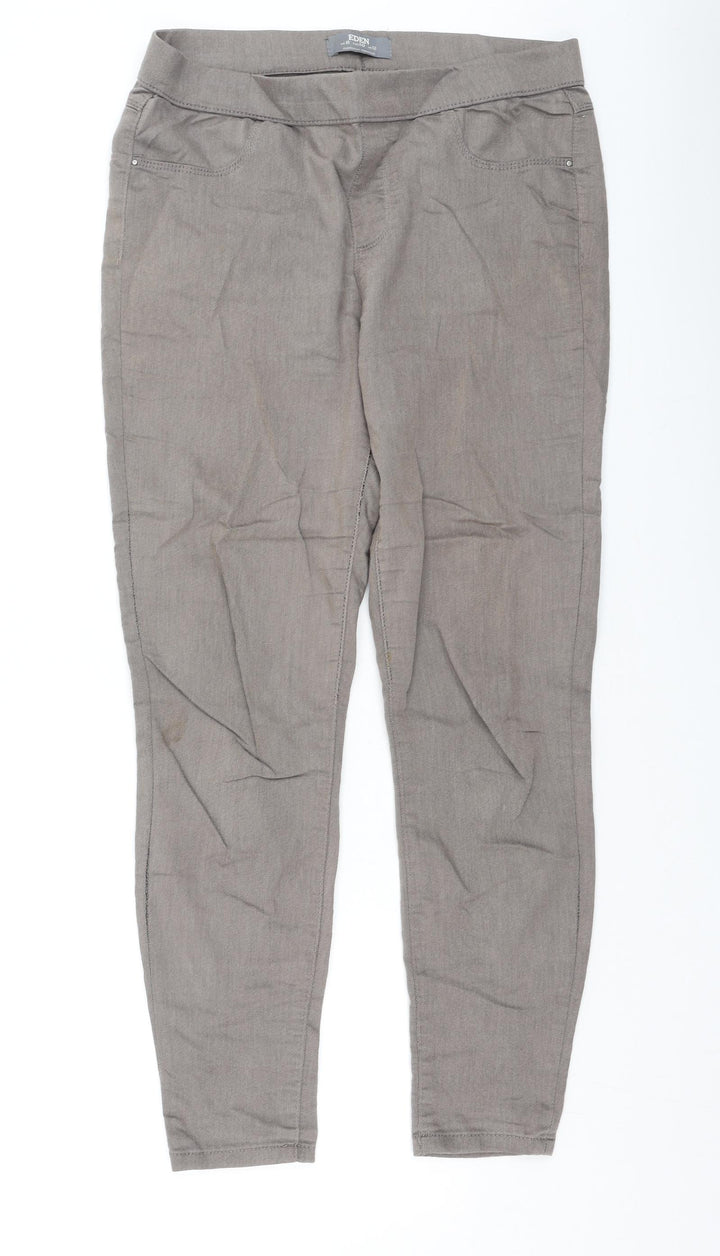 Dorothy Perkins Womens Brown  Cotton Trousers  Size 12 L27.5 in Regular