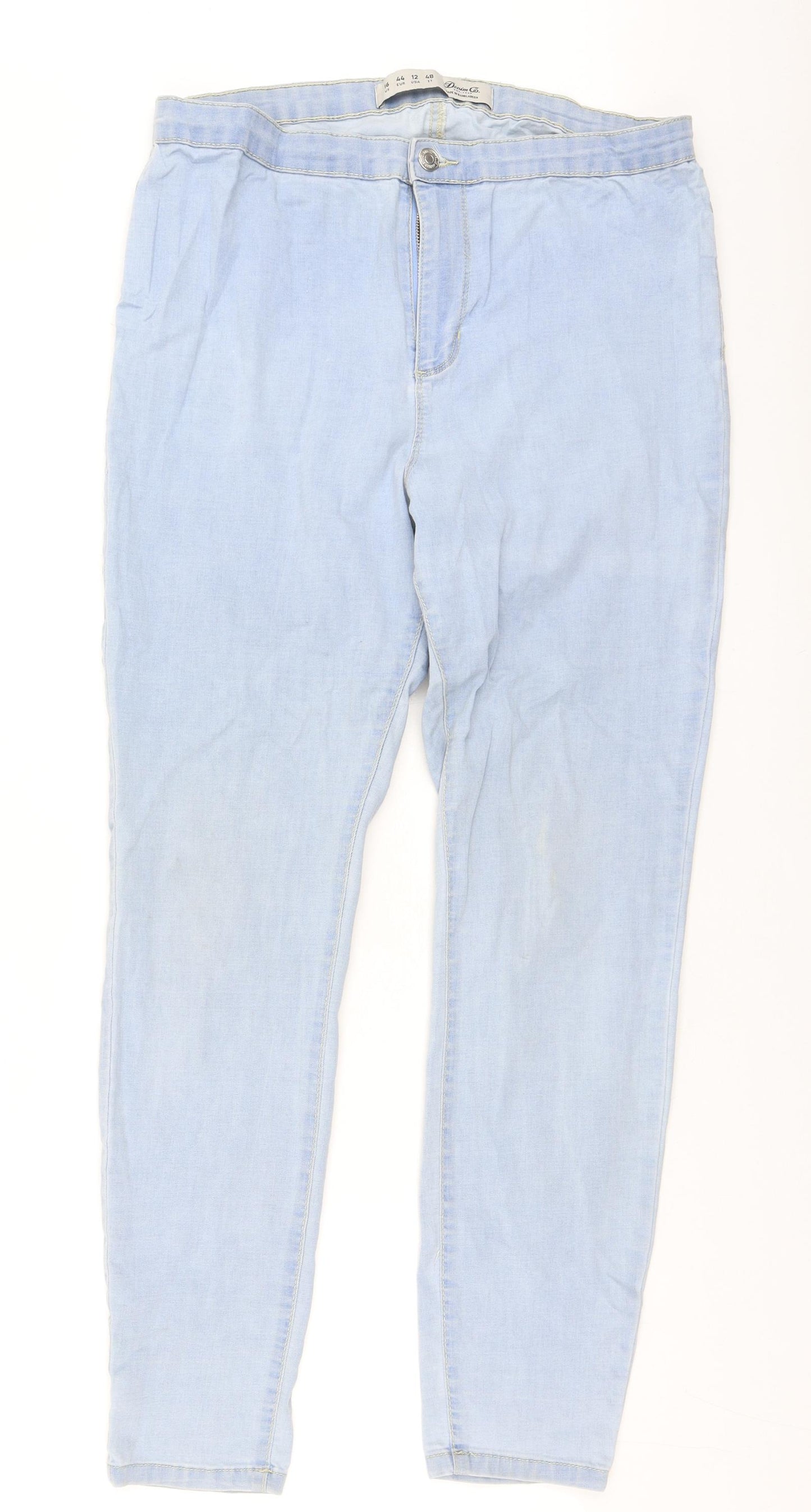 Primark Womens Blue  Cotton Skinny Jeans Size 16 L27.5 in Regular