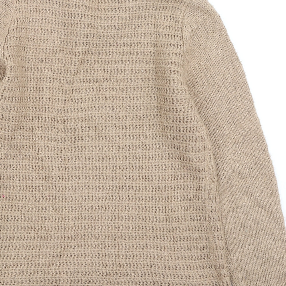 NEXT Womens Brown Collared Floral Acrylic Pullover Jumper Size 12