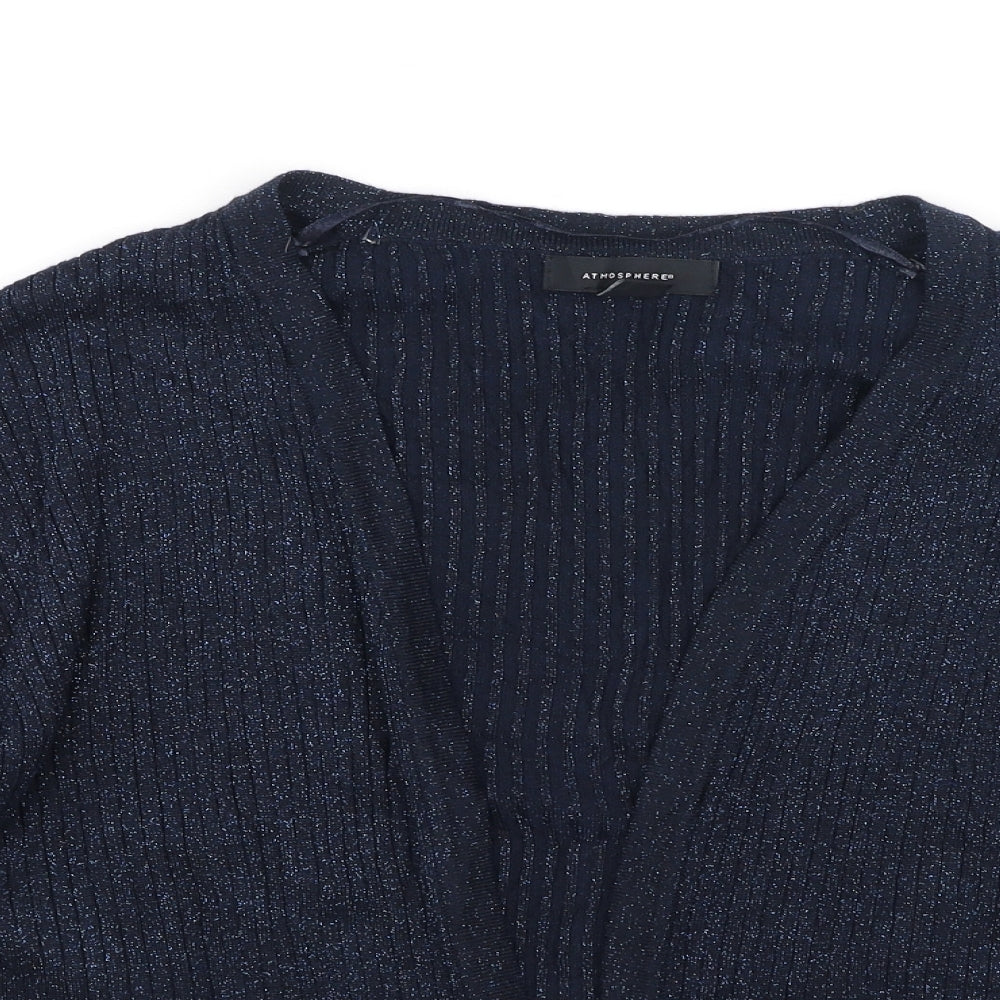 Primark Womens Blue V-Neck  Viscose Cardigan Jumper Size 10