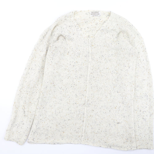 Debbie Morgan Womens Beige Round Neck  Acrylic Pullover Jumper Size 36