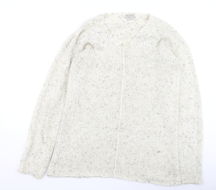Debbie Morgan Womens Beige Round Neck Acrylic Pullover Jumper Size 36