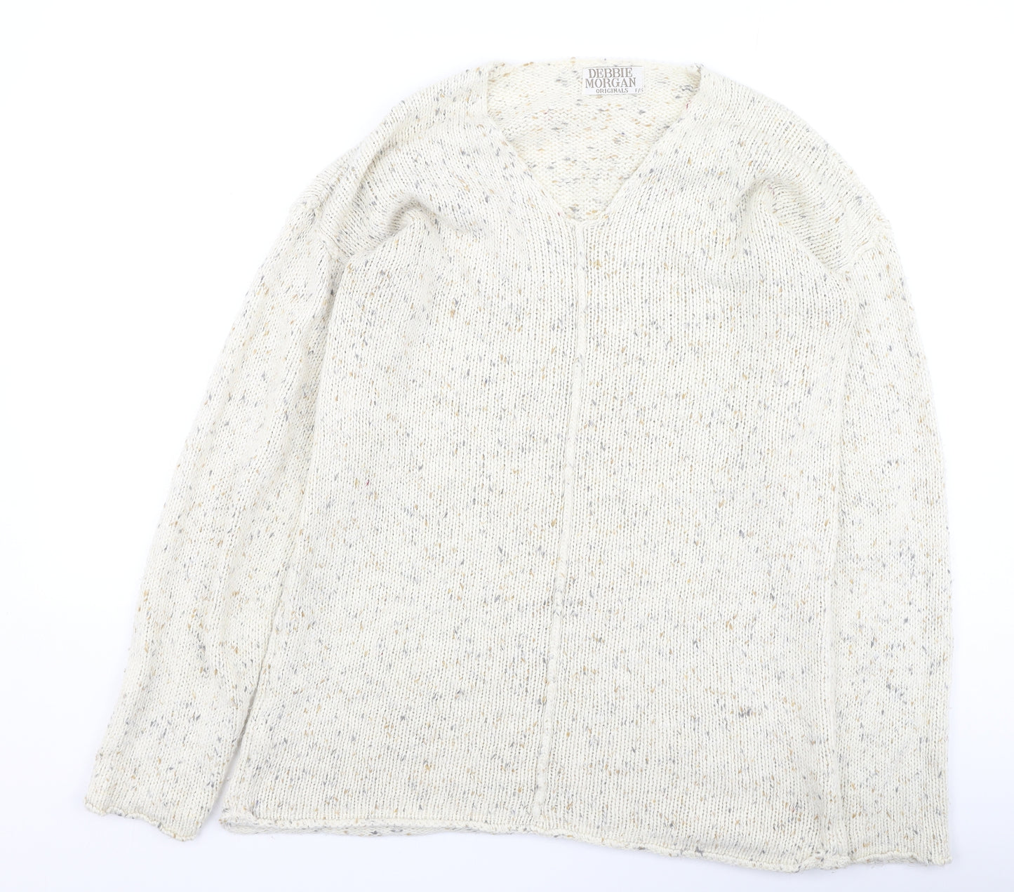 Debbie Morgan Womens Beige Round Neck  Acrylic Pullover Jumper Size 36