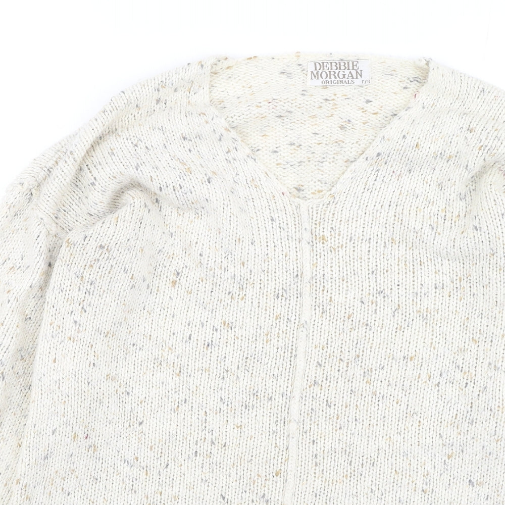 Debbie Morgan Womens Beige Round Neck  Acrylic Pullover Jumper Size 36