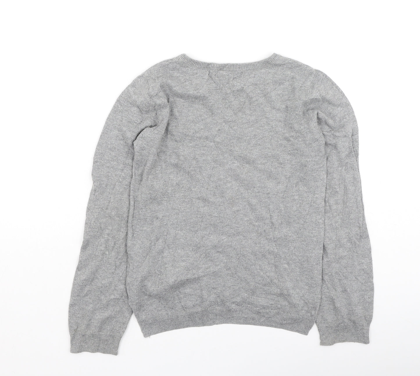 H&M Girls Grey Round Neck  Cotton Pullover Jumper Size 6-7 Years