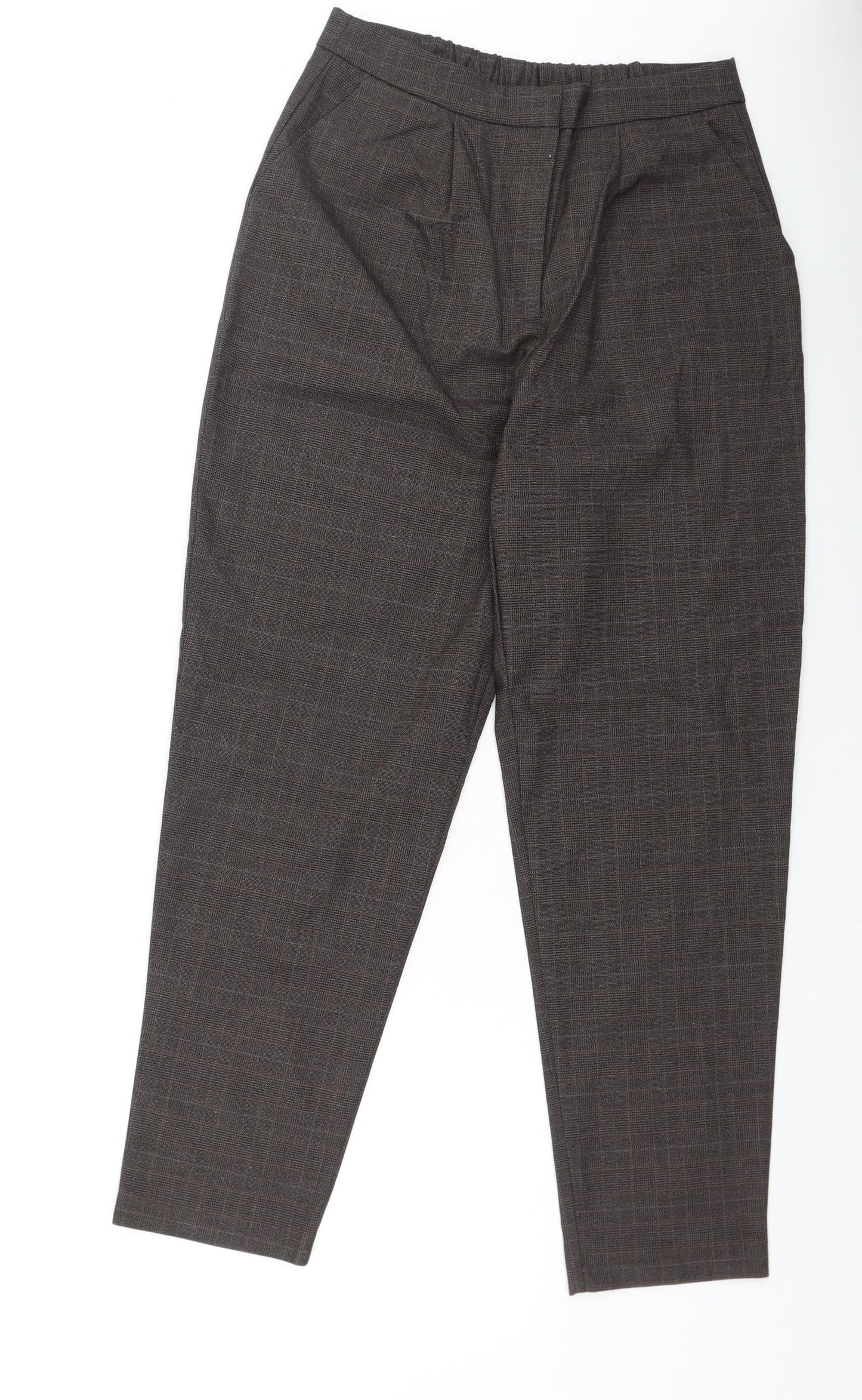 New Look Womens Brown Plaid Polyester Trousers  Size 8 L29 in Regular