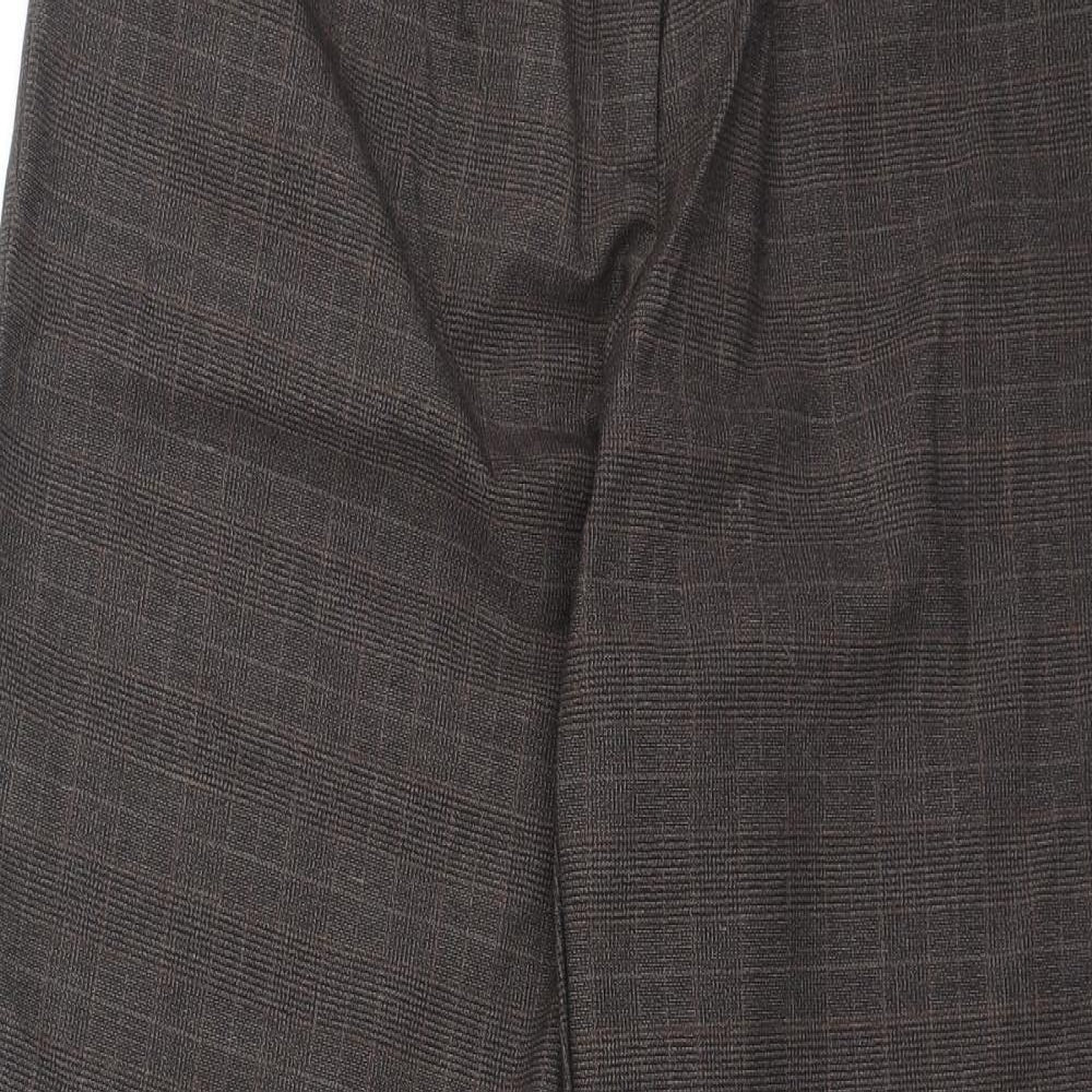New Look Womens Brown Plaid Polyester Trousers  Size 8 L29 in Regular