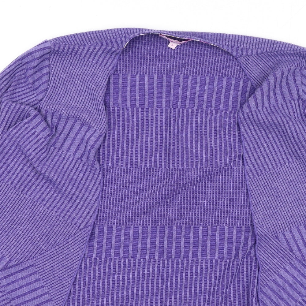 Per Una Womens Purple V-Neck  Polyester Cardigan Jumper Size 16