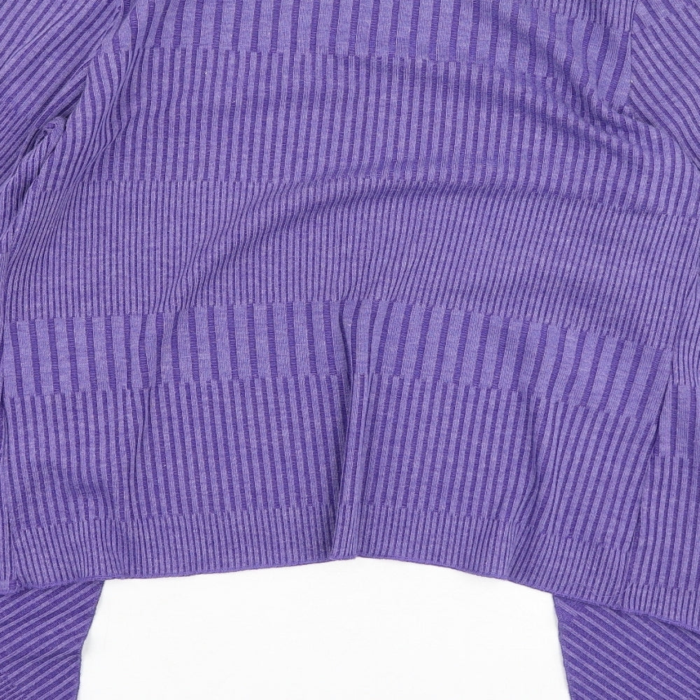 Per Una Womens Purple V-Neck  Polyester Cardigan Jumper Size 16