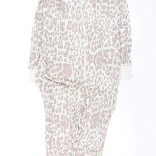 Preworn Girls Beige Animal Print Cotton Top One Piece Size 12-13 Years
